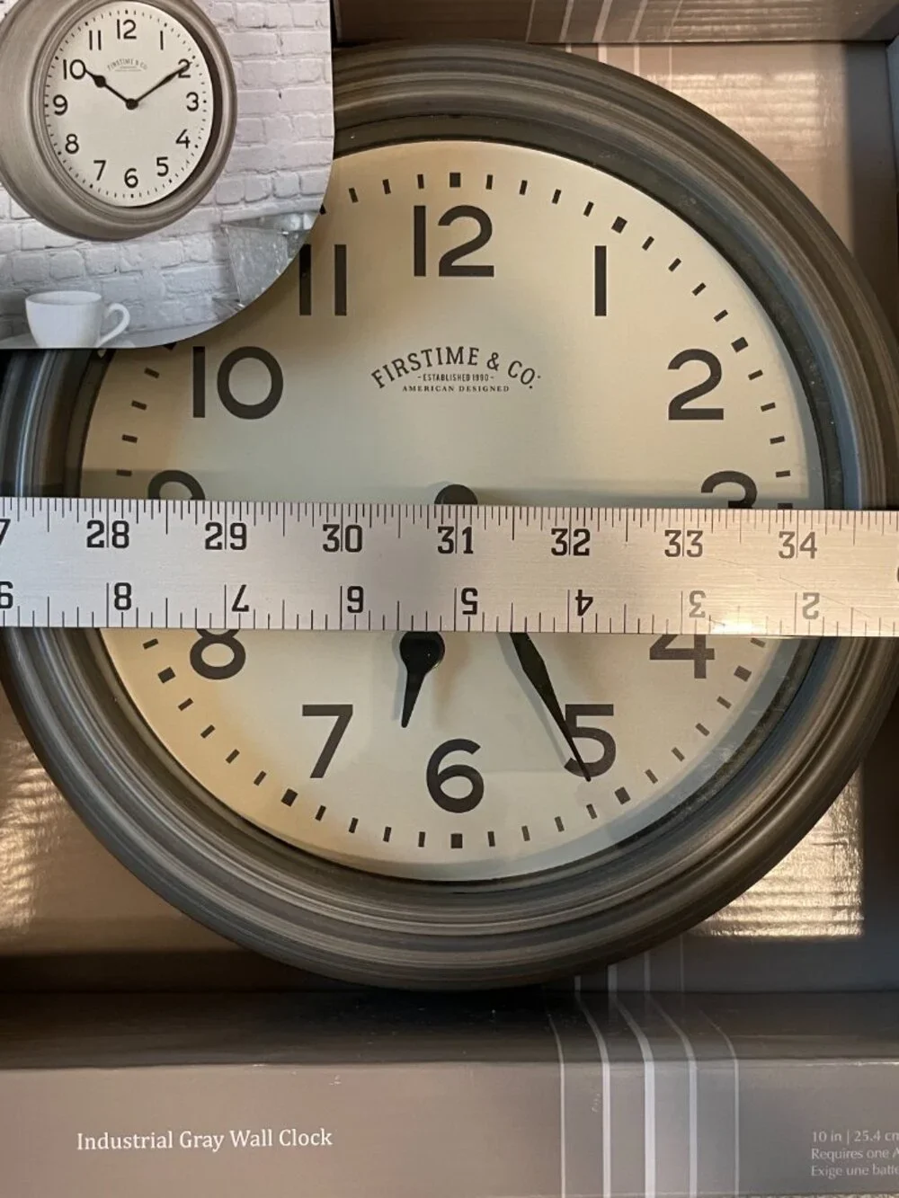 NEW FirstTime & Co. 10-in Industrial Gray Quartz Wall Clock #40233, time decor